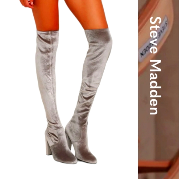 HOSK PICK Size 6 velvet Steve Madden high heel over the knee boots - Picture 16 of 16